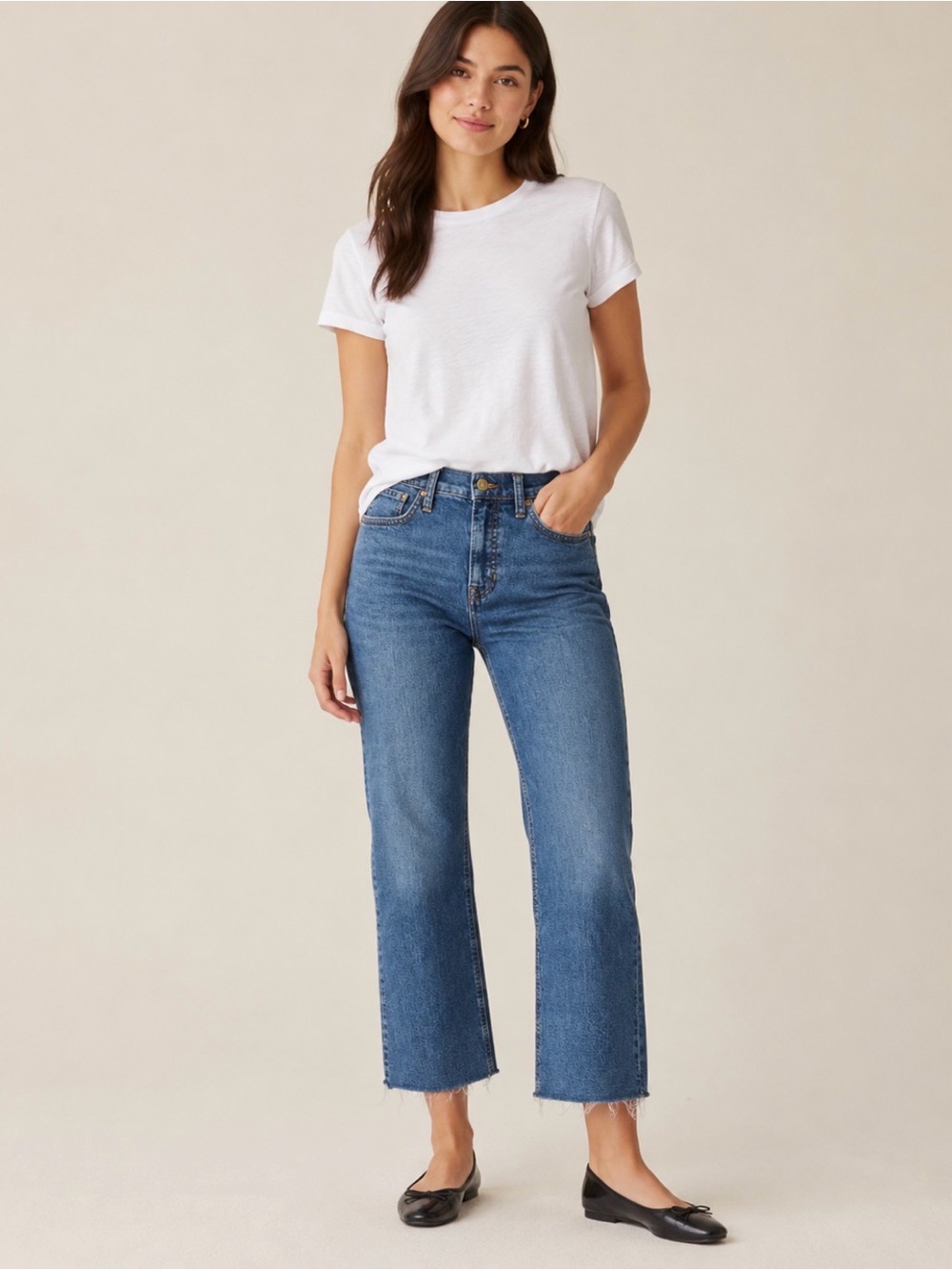 J.Crew Women's Cropped Slim Demi Bootcut Jeans in Medium Blue
